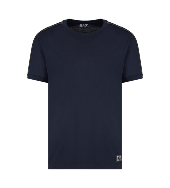 EA7 Logo Series navy cotton knitted T-shirt