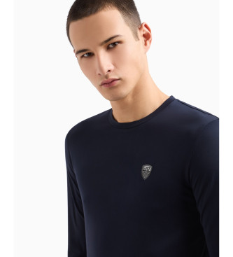 EA7 T-shirt elasticizzata in maglia blu navy