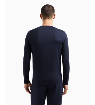 EA7 T-shirt elasticizzata in maglia blu navy