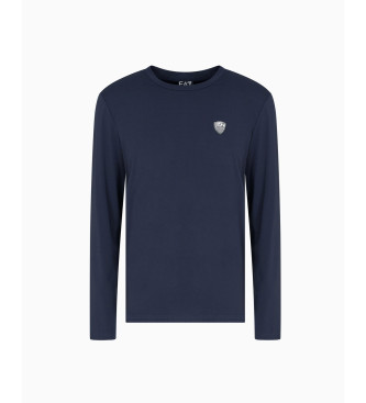 EA7 T-shirt elasticizzata in maglia blu navy