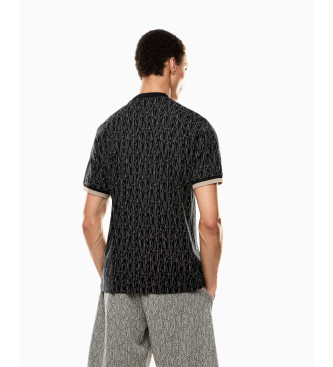 EA7 T-shirt z czarnego żakardowego materiału