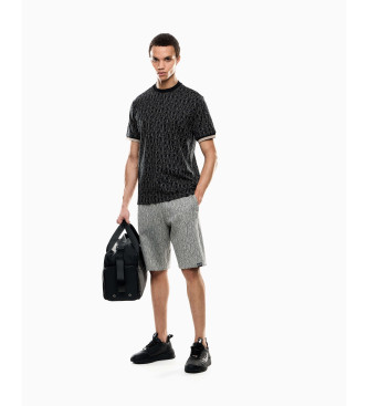EA7 T-shirt z czarnego żakardowego materiału