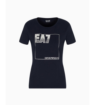 EA7 T-shirt Logo Series em algodo elstico azul-marinho