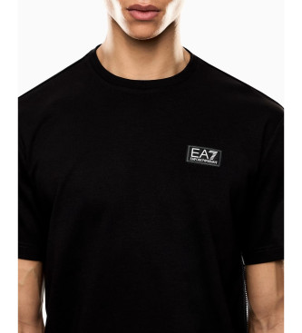 EA7 Logo Series T-shirt i svart stickad bomullsblandad jersey