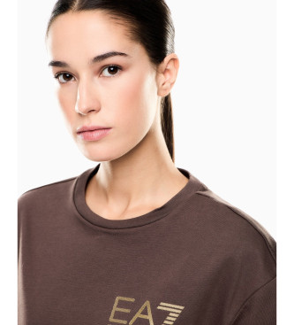 EA7 T-shirt com logtipo da srie castanha