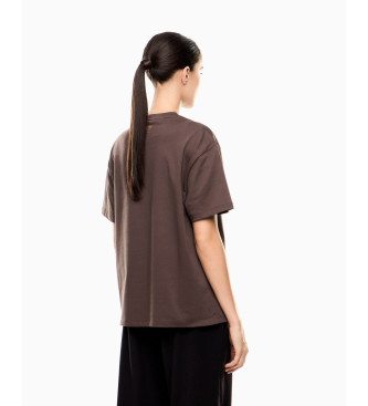 EA7 T-shirt com logtipo da srie castanha