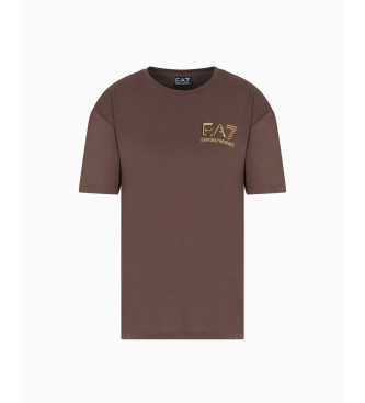 EA7 T-shirt com logtipo da srie castanha