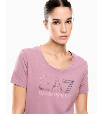 EA7 T-shirt strass Logo Series rosa