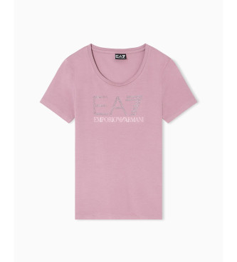 EA7 T-shirt strass Logo Series rosa