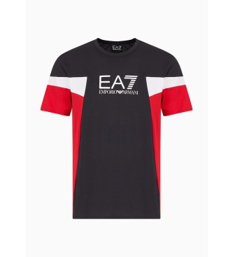 EA7 T-shirt estiva a blocchi blu scuro