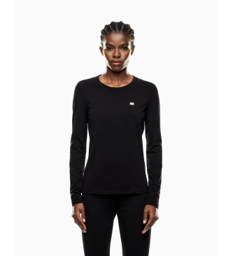 EA7 T-shirt de manga comprida em malha canelada preta