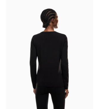 EA7 T-shirt de manga comprida em malha canelada preta