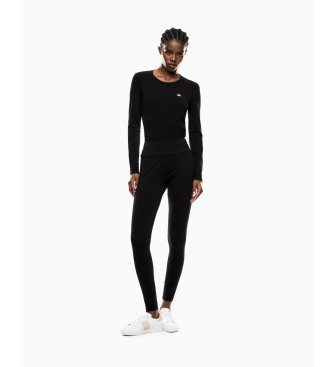 EA7 T-shirt de manga comprida em malha canelada preta