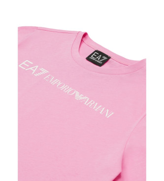 EA7 T-shirt e collant rosa brillante, neri