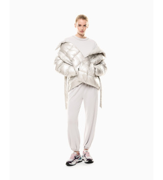 EA7 Casaco acolchoado com efeito perolado Precious off-white