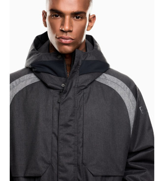 EA7 Lux Identity gr quiltet fleecejakke med htte