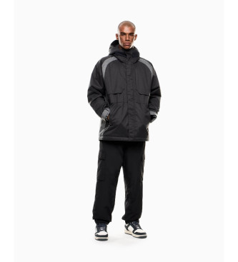 EA7 Lux Identity gr quiltet fleecejakke med htte