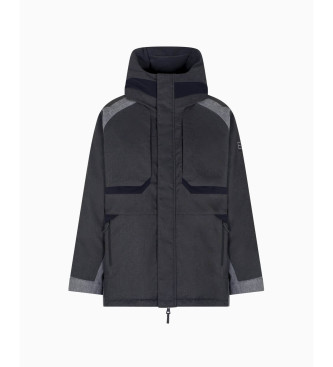 EA7 Lux Identity gr quiltet fleecejakke med htte