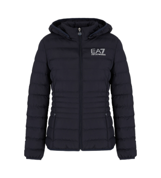 EA7 Steppjacke Core Lady aus recyceltem technischem Gewebe mit Kapuze  marineblau