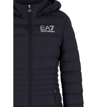 EA7 Quilted jacket Core Lady in recycled technical fabric with hood  navy