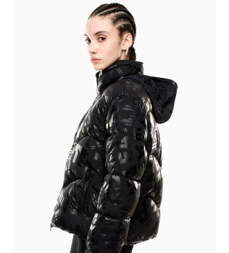 EA7 Casaco acolchoado com estampado de monograma preto a toda a volta
