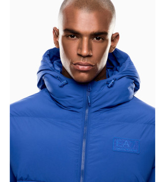 EA7 Casaco acolchoado em tecido tcnico com capuz e logtipo azul