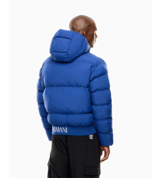 EA7 Casaco acolchoado em tecido tcnico com capuz e logtipo azul