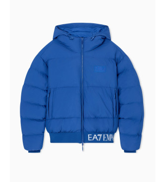 EA7 Casaco acolchoado em tecido tcnico com capuz e logtipo azul