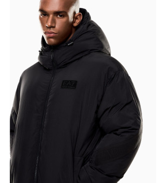 EA7 Quiltad jacka i tekniskt tyg med huva svart
