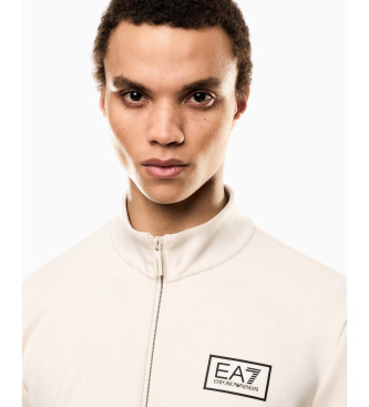EA7 Gold Label cardigan sweatshirt i beige ruskindsstof med ruskindseffekt
