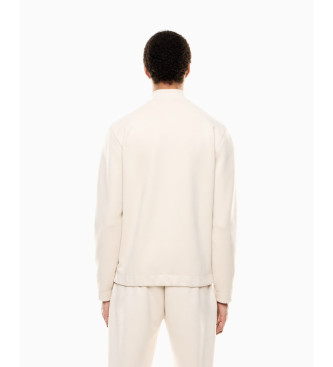 EA7 Gold Label cardigan sweatshirt i beige ruskindsstof med ruskindseffekt