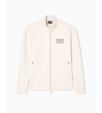 EA7 Gold Label cardigan sweatshirt i beige ruskindsstof med ruskindseffekt