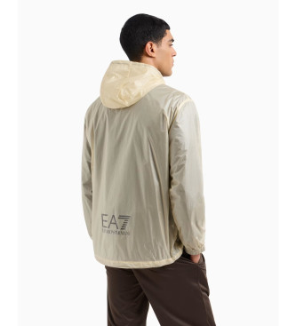 EA7 Nylon-Sichtbarkeitsjacke mit beigem Reiverschluss