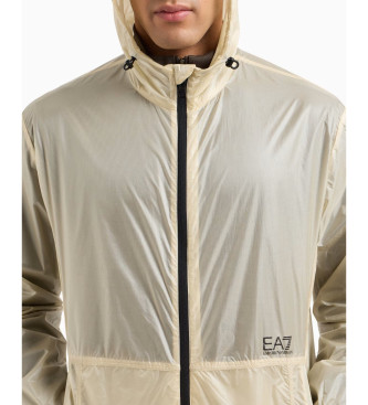 EA7 Nylon-Sichtbarkeitsjacke mit beigem Reiverschluss