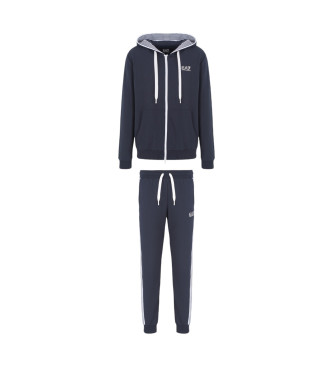 EA7 7 Lines navy stretch cotton blend tracksuit bottoms