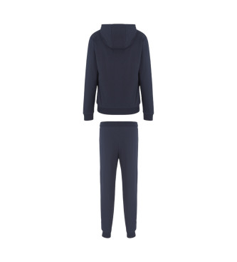 EA7 7 Lines navy stretch cotton blend tracksuit bottoms