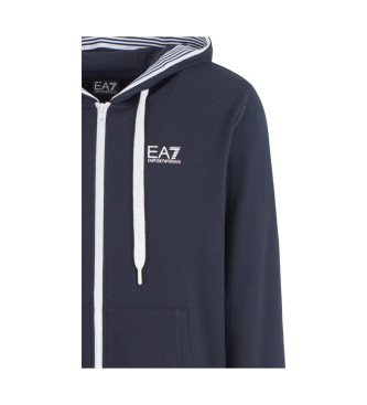 EA7 7 Lines navy stretch cotton blend tracksuit bottoms