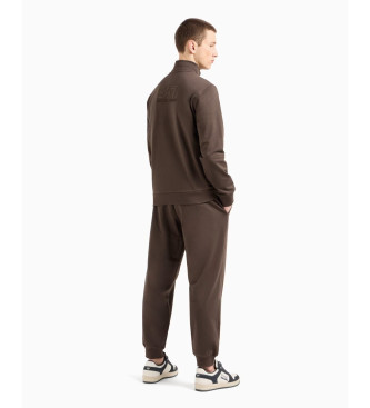 EA7 Visibility cotton tracksuit brown