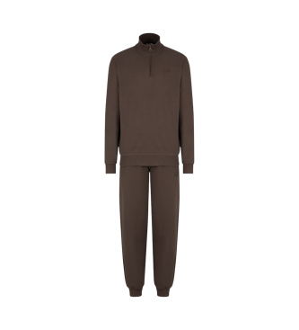 EA7 Visibility cotton tracksuit brown