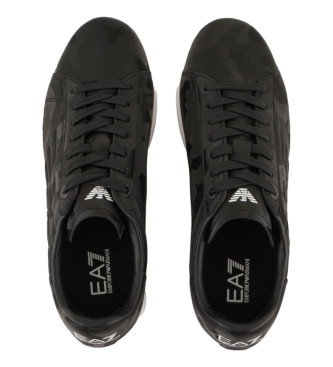 EA7 Klassische Camouflage Leder Sneakers schwarz