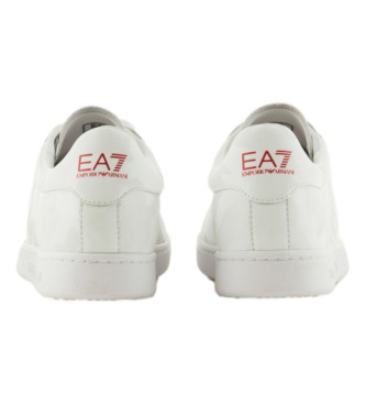 EA7 Klasyczne skórzane trampki w kamuflażu białe