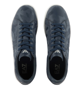 EA7 Classiche sneakers in pelle mimetica blu scuro