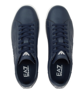 EA7 Classiche scarpe da ginnastica in pelle blu scuro Cc