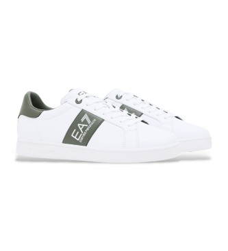 EA7 Klassiske lder-sneakers i hvid