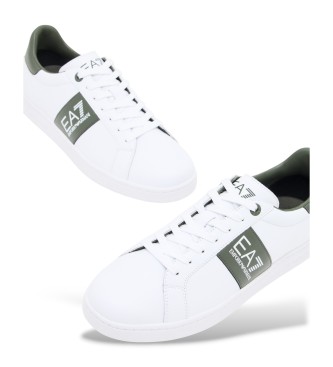 EA7 Klassiske lder-sneakers i hvid