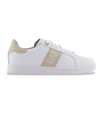 EA7 Klassiske lder-sneakers i hvid