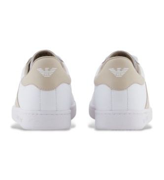 EA7 Klassiske lder-sneakers i hvid