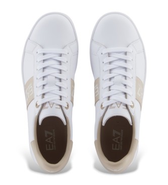 EA7 Klassiske lder-sneakers i hvid