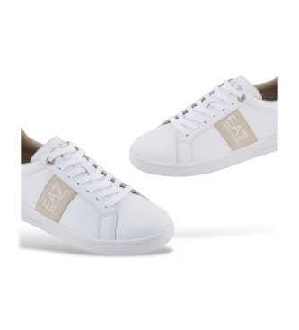 EA7 Klassiske lder-sneakers i hvid
