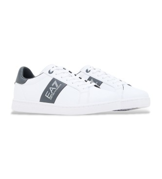 EA7 Klassiske lder-sneakers i hvid